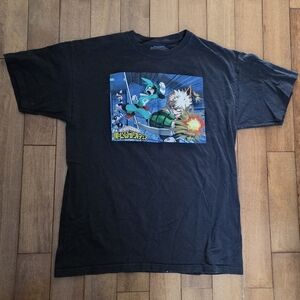 My Hero Academia  Black Graphic Print Short Sleeve Shirt Size L